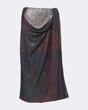 Maison Margiela Draped Printed Sequined Midi Skirt - Multicolour