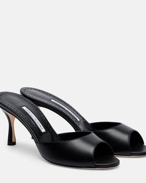 Manolo Blahnik Jada 70 Leather Mules - Black