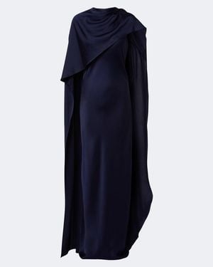 Jonathan Simkhai Izel Asymmetric Caped Satin Gown - Blue