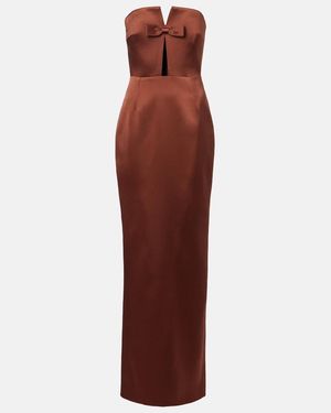 The New Arrivals Ilkyaz Ozel Holly Bow-Detail Satin Corset Gown - Purple