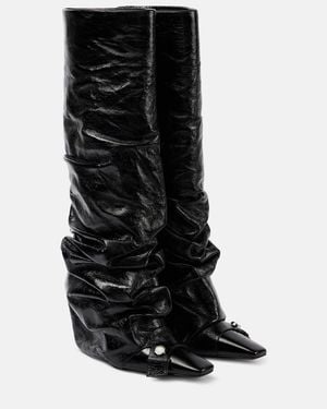 The Attico Juno 95 Leather Knee-High Boots - Black
