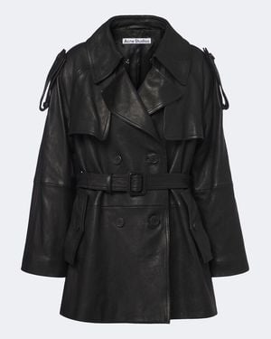 Acne Studios Gabardina De Piel - Negro