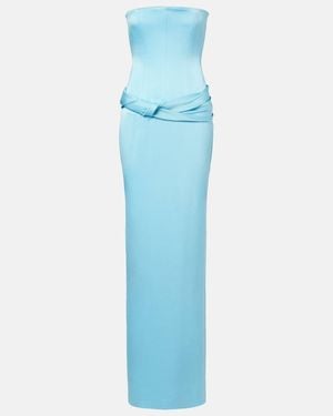 Alex Perry Crepe Satin Bustier Gown - Blue