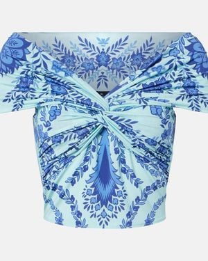 Etro Printed Jersey Crop Top - Blue