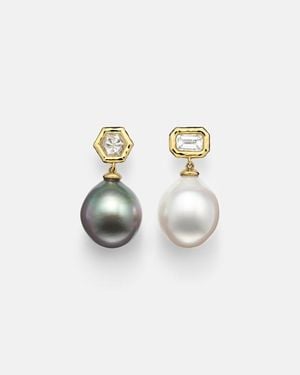 Octavia Elizabeth 18Kt Earrings With Diamonds And Pearls - White