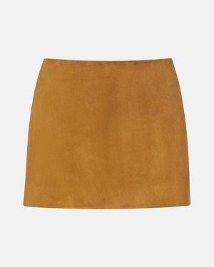 KHAITE Jett Suede Miniskirt - Natural