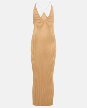Galvan London Rhea Rib-Knit Halterneck Midi Dress - White