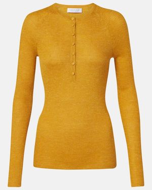 Gabriela Hearst Anges Cashmere, Silk, And Hemp Henley Shirt - Yellow