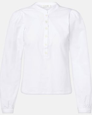 FRAME Puff-Sleeve Cotton Blouse - White