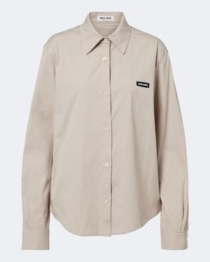 Miu Miu Cotton-Blend Poplin Shirt - Natural