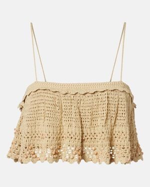 Isabel Marant Oraviel Beaded Crochet Crop Top - Natural