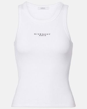 Givenchy Logo Ribbed-Knit Cotton Jersey Tank Top - White