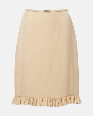 Gucci Interlocking G Silk Jacquard Midi Skirt - Natural