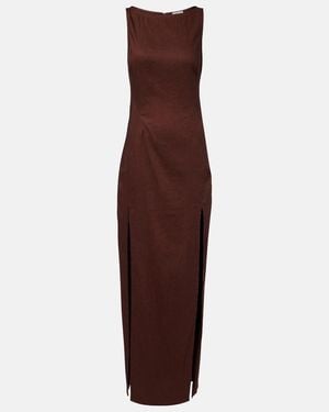 STAUD Costa Linen-Blend Maxi Dress - Purple