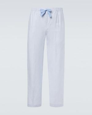 Orlebar Brown Alex Linen Straight Trousers - Blue