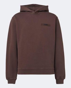 Jacquemus Logo Cotton Fleece Hoodie - Brown