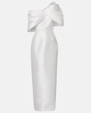 Solace London Bridal Davina Asymmetric Draped Satin Gown - White