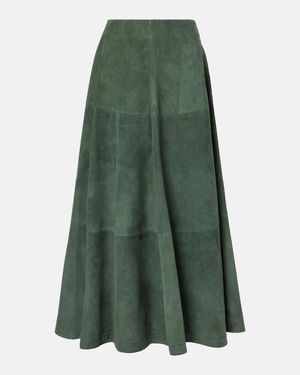 Altuzarra Varda Suede Midi Skirt - Green