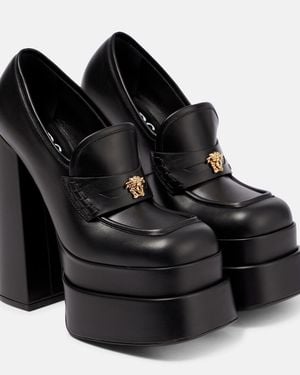 Versace Aevitas Leather Platform Mule - Black