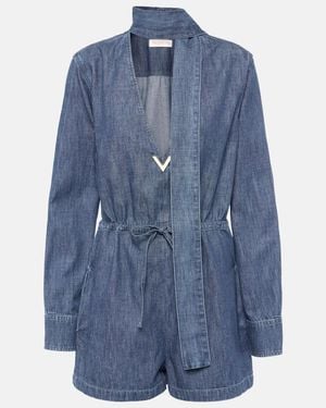 Valentino Halterneck Denim Playsuit - Blue