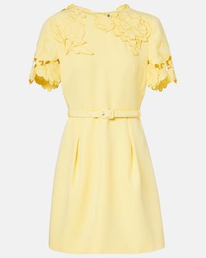 LEO LIN Aurelie Belted Floral-Applique Minidress - Yellow