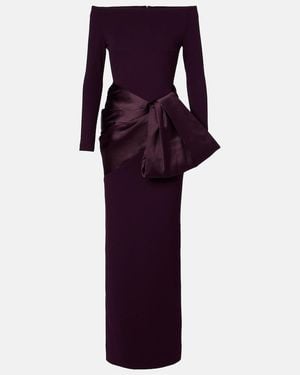 Solace London Kori Bow-Detail Off-Shoulder Gown - Purple