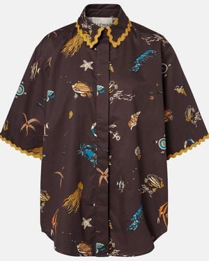 ALÉMAIS Printed Cotton Bowling Shirt - Brown
