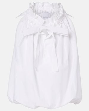 Patou Gathered Cotton Top - White