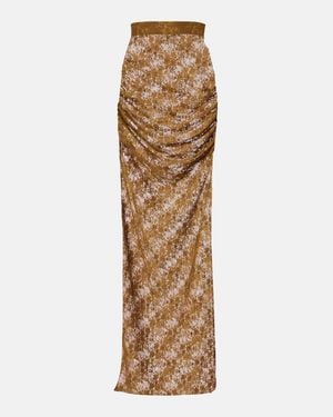 Alex Perry Floral Sheer Lace Skirt - Natural