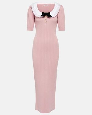 Alessandra Rich Embellished Cotton-Blend Midi Dress - Pink