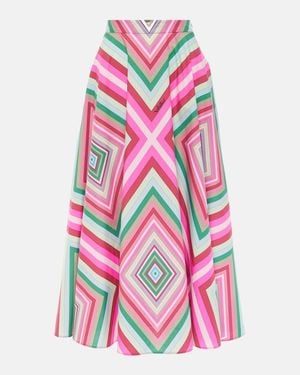 Valentino Rhombus 75 Cotton Poplin Maxi Skirt - Pink