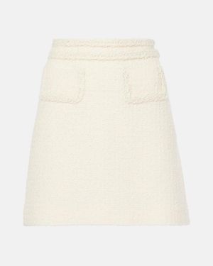 Giambattista Valli High-Rise Wool-Blend Tweed Miniskirt - White