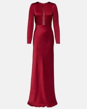 Max Mara Bird Satin Maxi Dress - Red