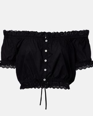 Poupette Nala Broderie Anglaise Cotton Poplin Crop Top - Black