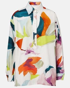 Max Mara Verace Printed Cotton Top - Blue