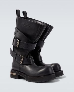 Balenciaga Venom Leather Biker Boots - Black
