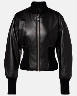 Alaïa Leather Bomber Jacket - Black
