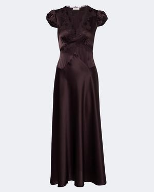 Doen Coraline Lace-Trimmed Silk Satin Midi Dress - Purple