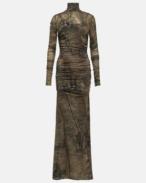 Blumarine Printed High-Neck Gown - Green