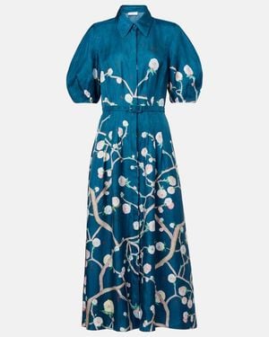 Gabriela Hearst Maude Floral Silk Shirt Dress - Blue