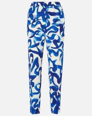 Dries Van Noten Printed Slim Trousers - Blue