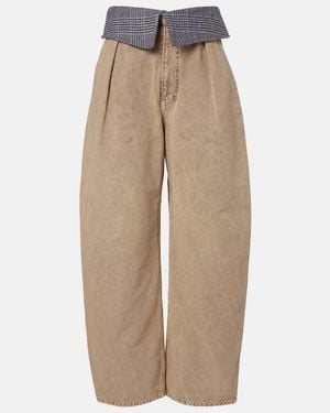 Loewe Wool-Trimmed Barrel-Leg Jeans - Natural