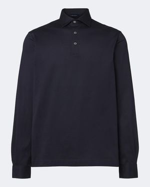 Thom Sweeney Poloshirt Aus Baumwoll-Jersey - Blau
