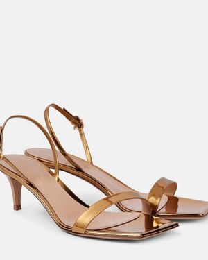 Gianvito Rossi Ribbon 55 Metallic Leather Sandals - Natural
