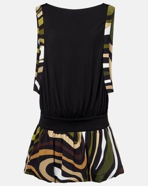PUCCI Marmo Gathered Jersey Minidress - Black