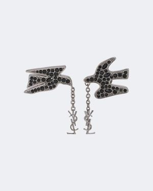 Saint Laurent Ohrringe Cassandre Mit Kristallen - Mettallic