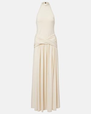 Bananhot Zoya Draped Halterneck Maxi Dress - White