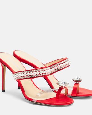 Mach & Mach Diamond Of Elizabeth 90 Satin Mules - Red