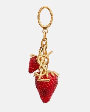 Saint Laurent Cassandre Strawberry Bag Charm - White