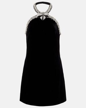 Self-Portrait Crystal-Embellished Velvet Minidress - Black